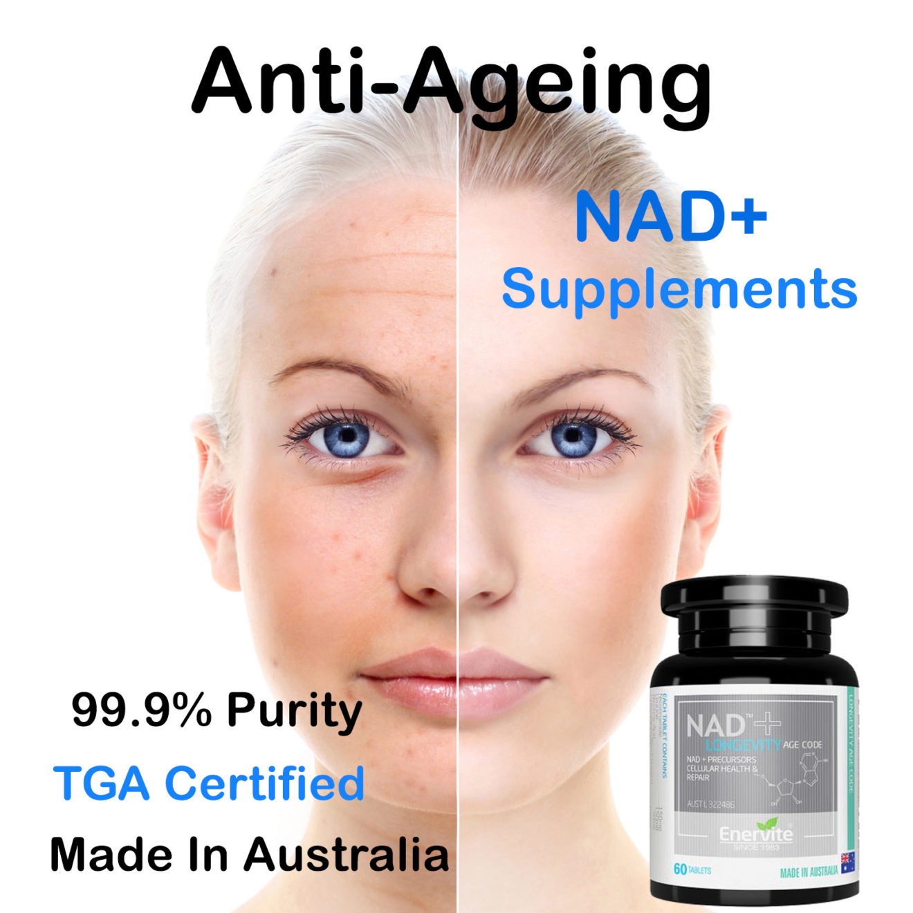 NAD+ Boosting Supplements 30-60 Caps Made in Australia