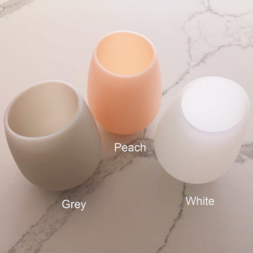 grey, peach, white silicone tumblers