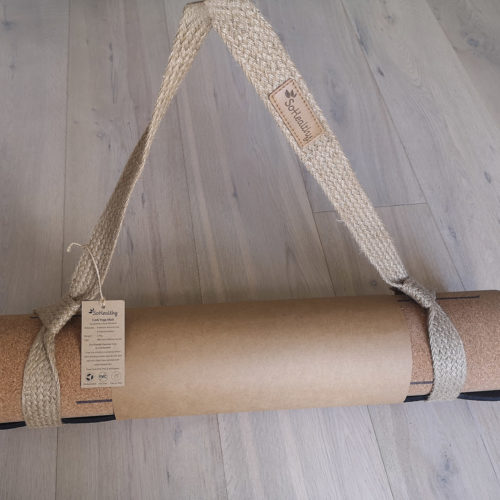 SoHealthy cork yoga mat with carry strap
